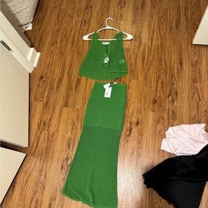 Green Knit Two-Piece Set